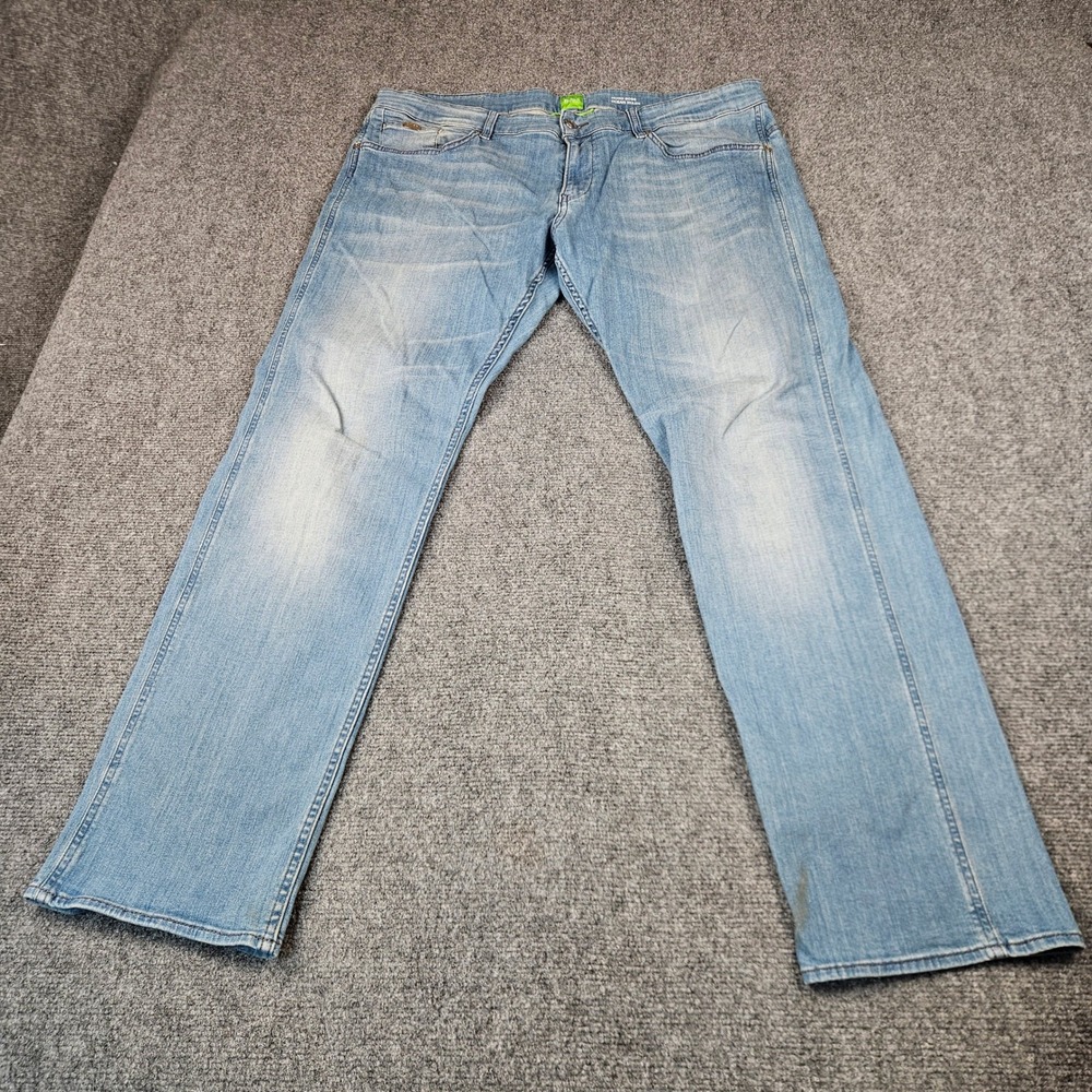 Hugo Boss Ocean Wash Mens 38x32 Light Wash Stretch Straight Leg Jeans Blue